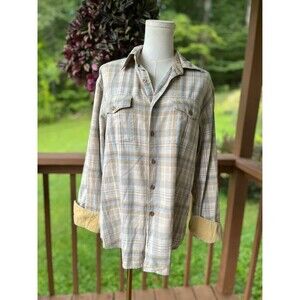 VTG Quiksilver Edition Plaid Flannel Shacket Quilted Lined Corduroy Trim Small